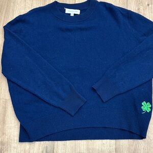 Cartolina Dark Blue cashmere’s Sweater with Green Accent